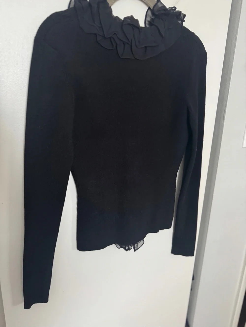 Cache Black Ruffle-Front Silk Blend Cardigan - Picture 5 of 6